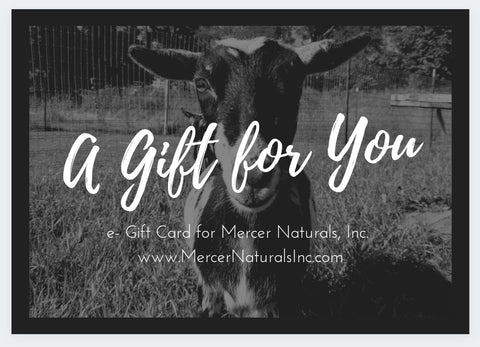 Mercer Naturals, Inc.  e-GIFT CARD
